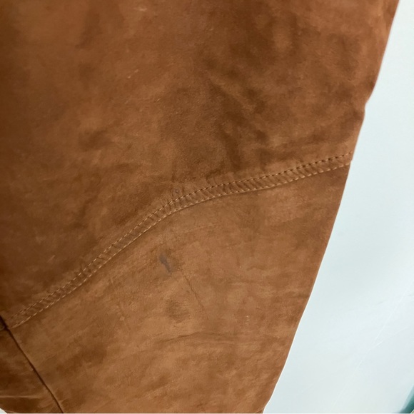 Vintage brown leather pants high waist caramel camel loose relaxed straight leg - Picture 5 of 9